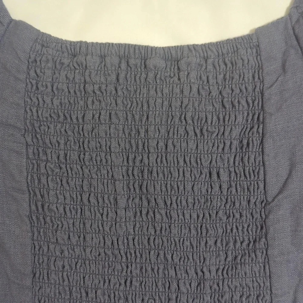 A&F Puff Sleeve Shine Cotton-Blend Square Neck Top, Color Blue Size XS - Picture 10 of 14